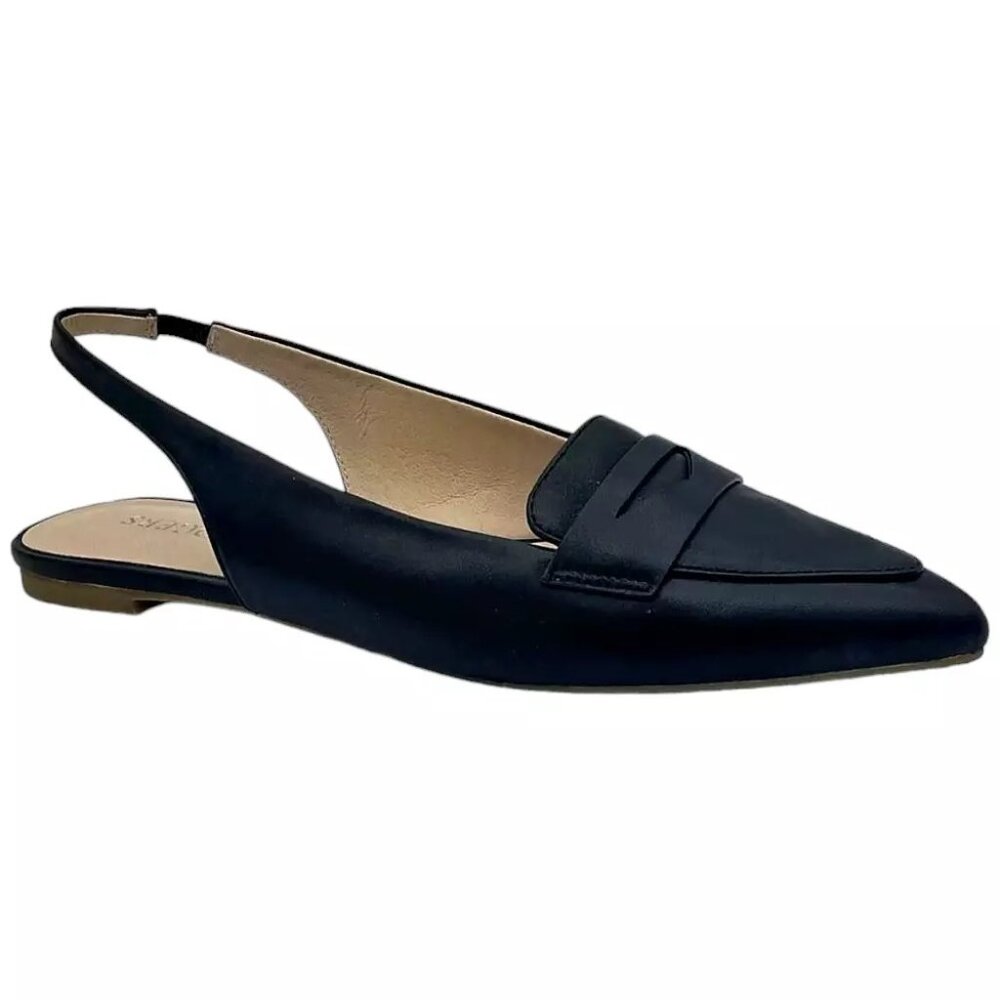 Jack Rogers Black Leather Slingback Loafer Flats